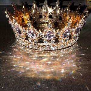 Gold and Silver Crown with Purple and Pink Accents